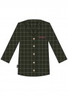 Blouse green checkered with embroidrey bonjour for female FW21108