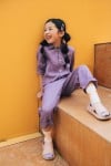 Jumpsuit linen violet with embroidery SS24119L