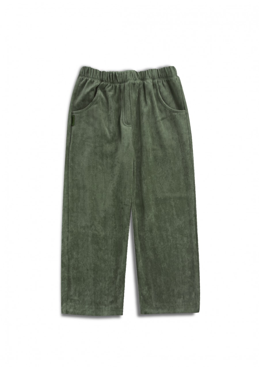 Pants green velvet with pockets 0113_F25244