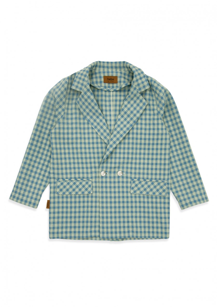 Jacket cotton with green check print SS24049L