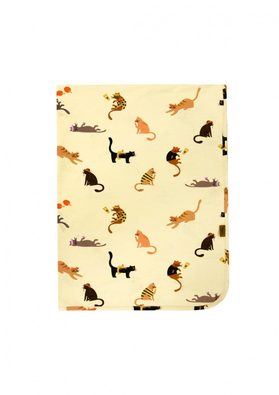 Blanket yellow with cats print SS24056