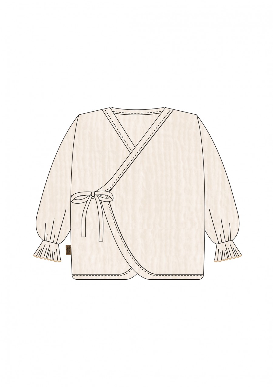 Wrap jacket white muslin with ruffled sleeves 0013_S25075