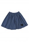 Light blue checked skirt with ruffle and pockets FW18168