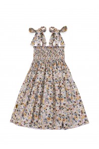 Dress cotton grey with flowers print