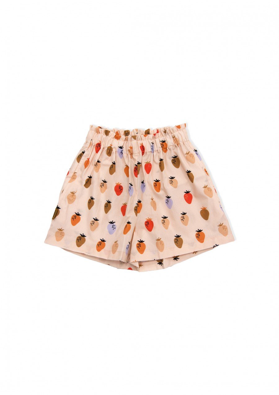 Shorts cotton light pink with strawberry print SS24146L