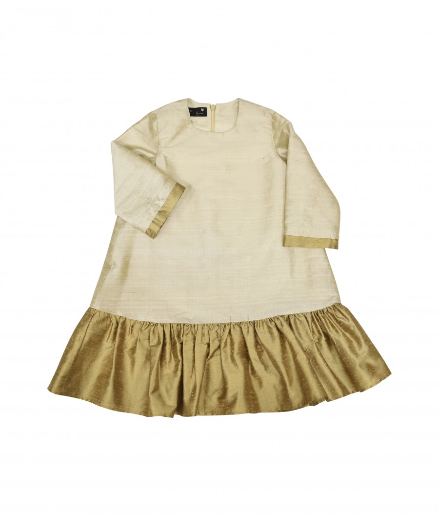 Exclusive dress golden with frill for female FW20065