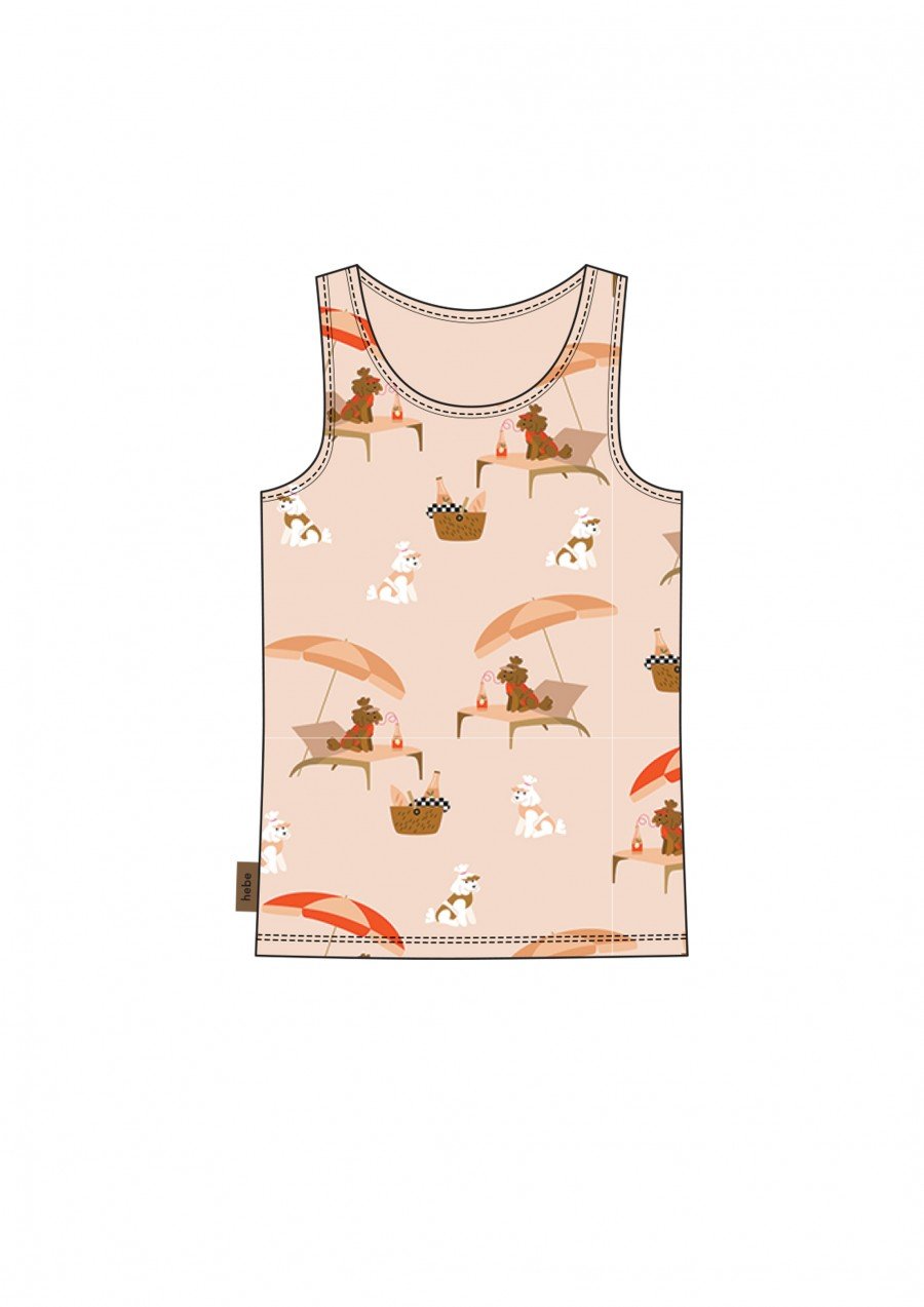 Tank top pink with dog and umbrella print SS24189L