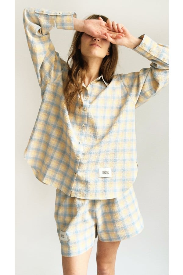 Shorts blue yellow checkered 0103_S25371