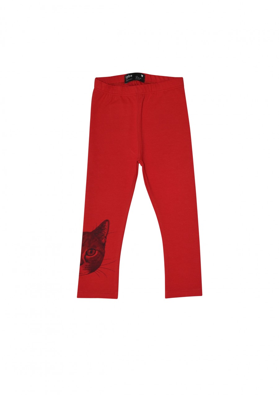 Leggings red with cat FW18243