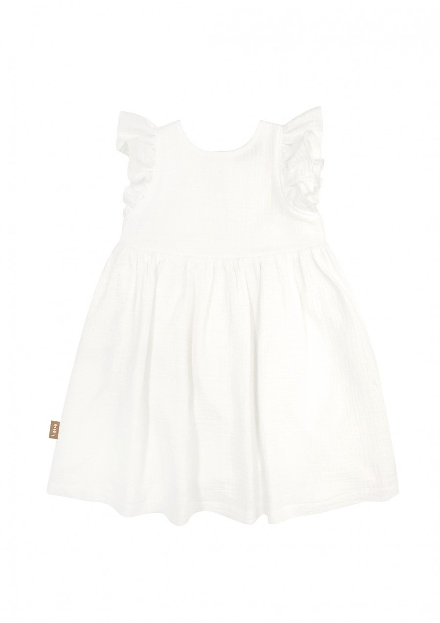 Dress white muslin with ruffle SS23343