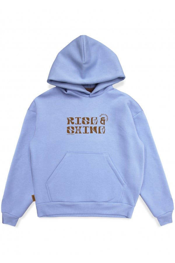 Hoodie sky blue with Rise & Shine print for adult