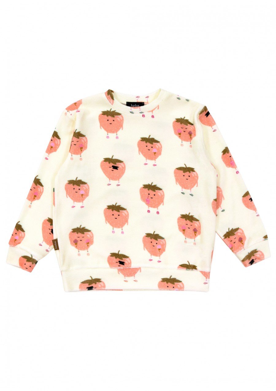 Sweater terry loop with strawberries print SS23275L