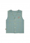 Vest cotton with green check print and embroidery SS24046L