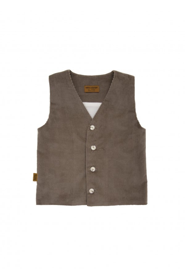 Vest taupe corduroy 0112_F25049