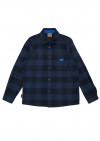 Shirt with blue checks and embroidery FW23083L