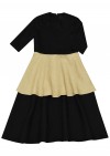 Dress black linen with ruffle SS19123L