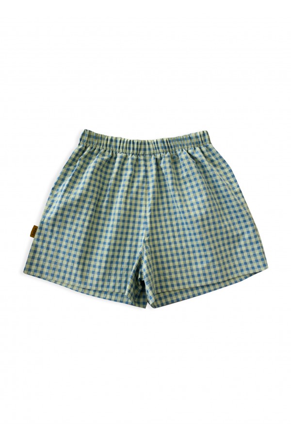 Shorts cotton with green check print SS24346