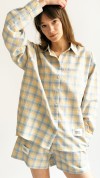 Shirt blue yellow checkered 0086_S25370