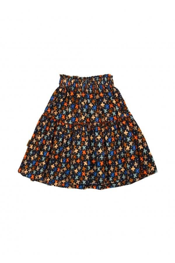 Skirt with navy flowers FW24066