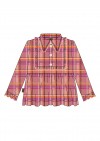 Blouse flannel with a collar and ruffles pink/peach checkers 0326_F25135