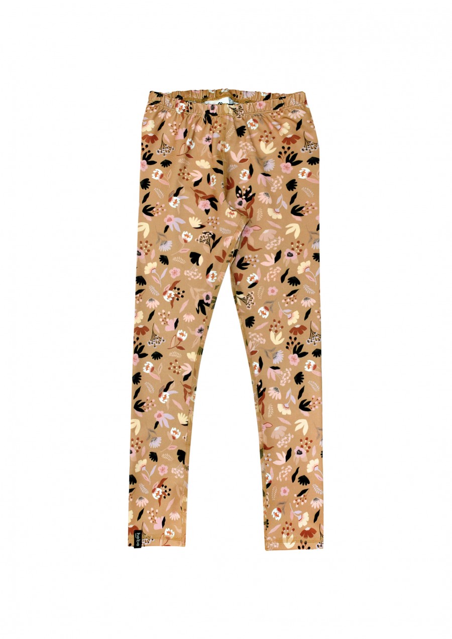 Yoga leggings with floral mustard print FW21414L