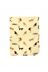 Blanket yellow with cats print