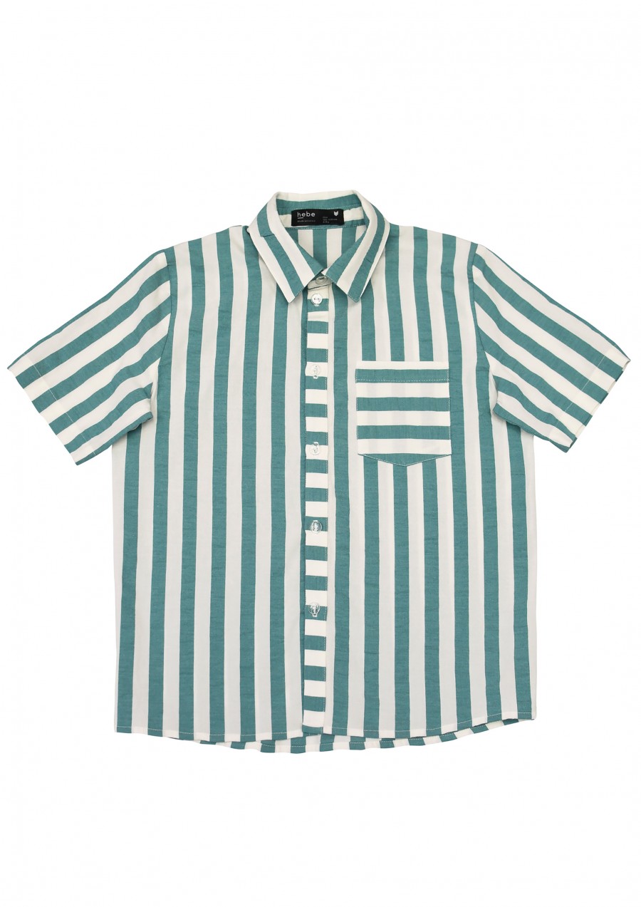 Shirt for boy with green stripes SS20006L
