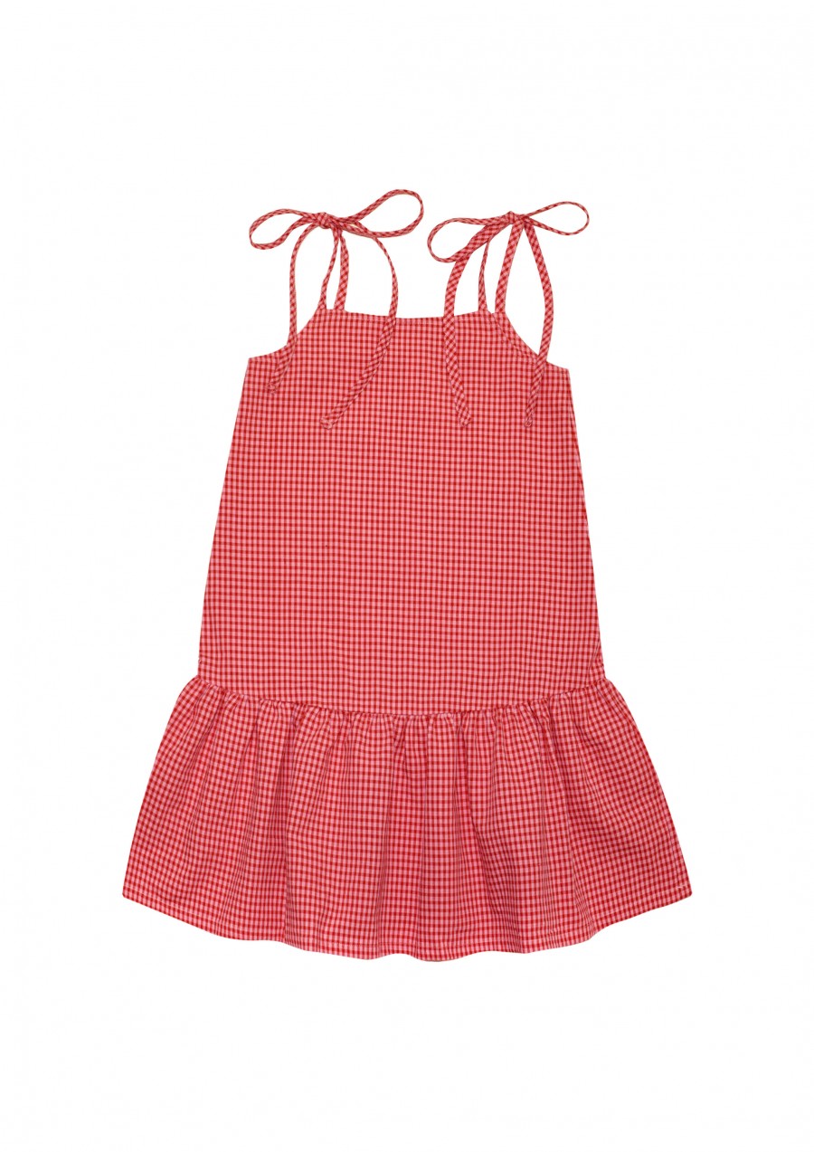 Dress red and pink checkered with straps SS21156