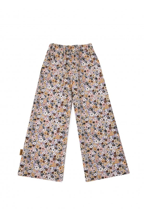 Pants warm grey with flowers print SS24110L