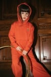 Hoodie bright orange with popcorn embroidery FW23258