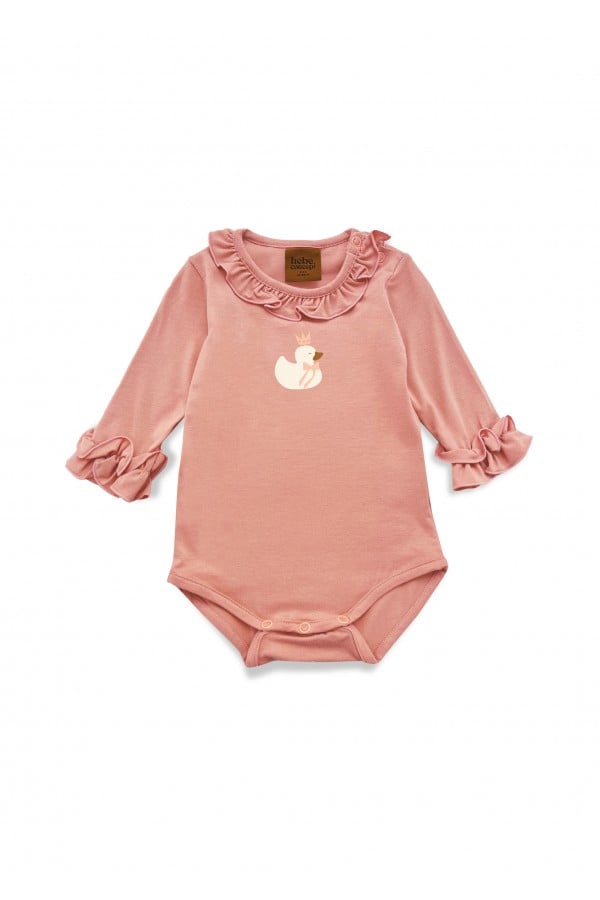 Body with ruffles and Duck Queen placment print pink 0216_F25116