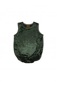 Body romper green festive velvet