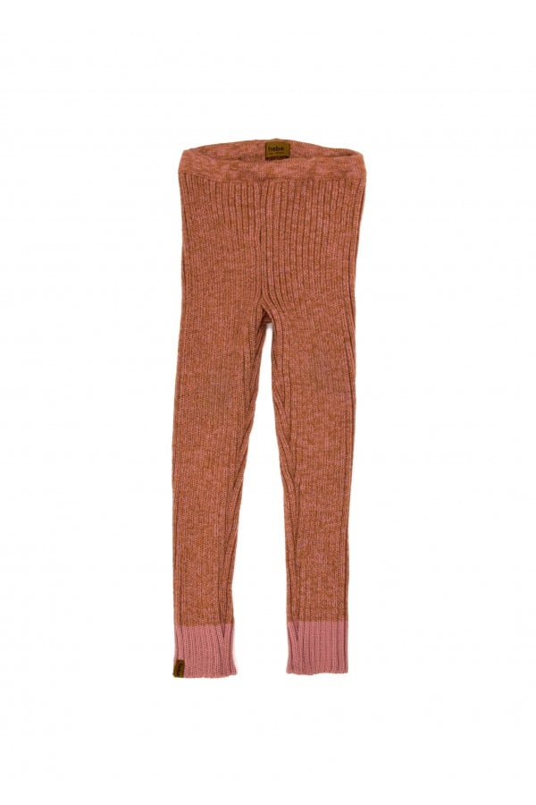 Leggings pink merino wool ribbed FW23149