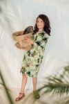 Warm sweaterdress with green palm print SS21052