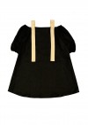 Dress black linen with beige straps SS20109