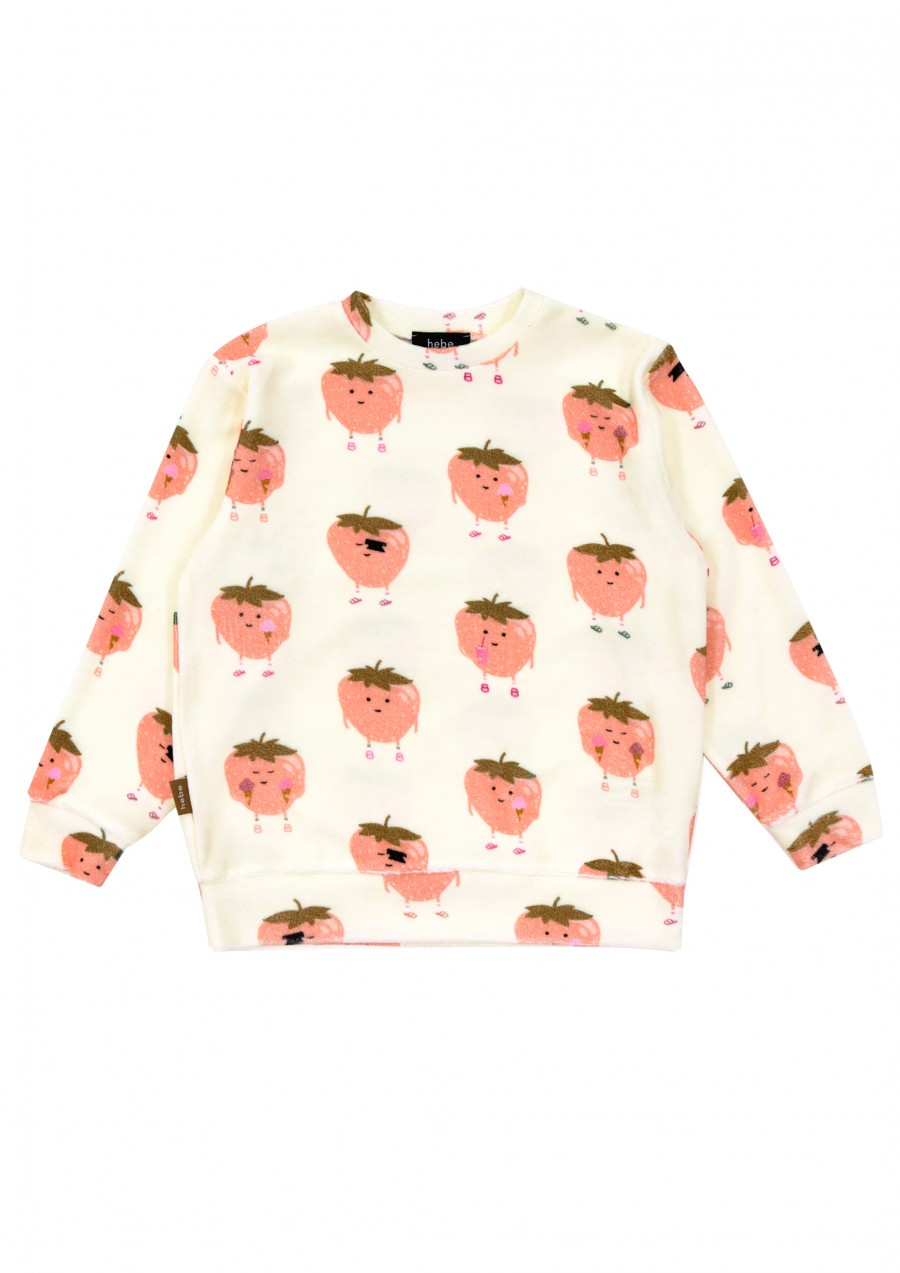 Sweater terry loop with strawberries print SS23275