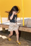 Shorts with yellow floral print for girl SS23042