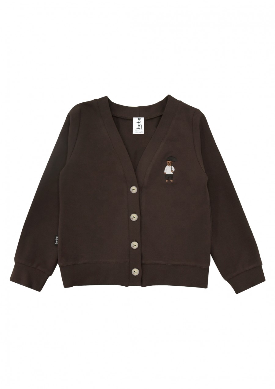 Warm jacket brown with embroidery bear FW22084
