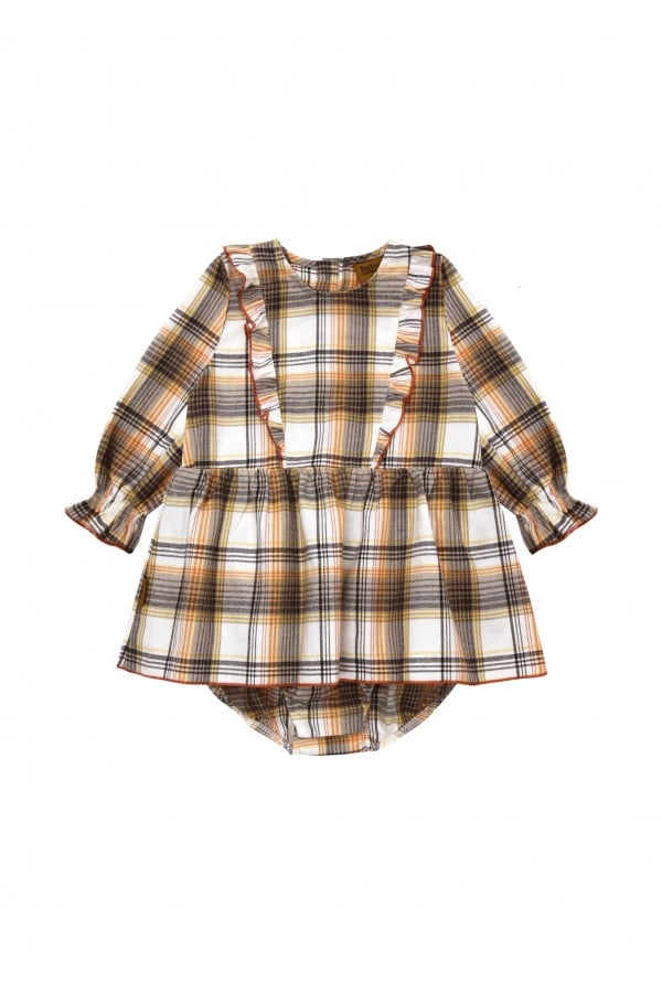 Body dress yellow checkered flanel FW24095