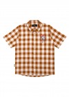 Shirt brown checkered with embroidery pizza for boy SS23121