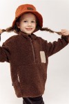 Warm pullover brown faux fur with lining and beige pocket FW22076L