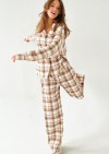 Wide pants yellow checkered flanel, women FW24192