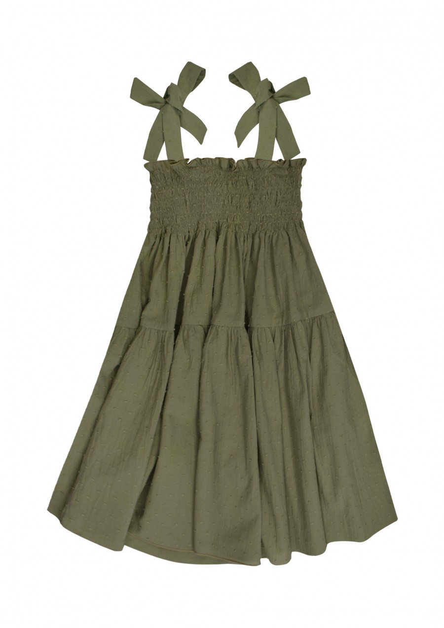 Dress dotted khaki with straps for female SS21084