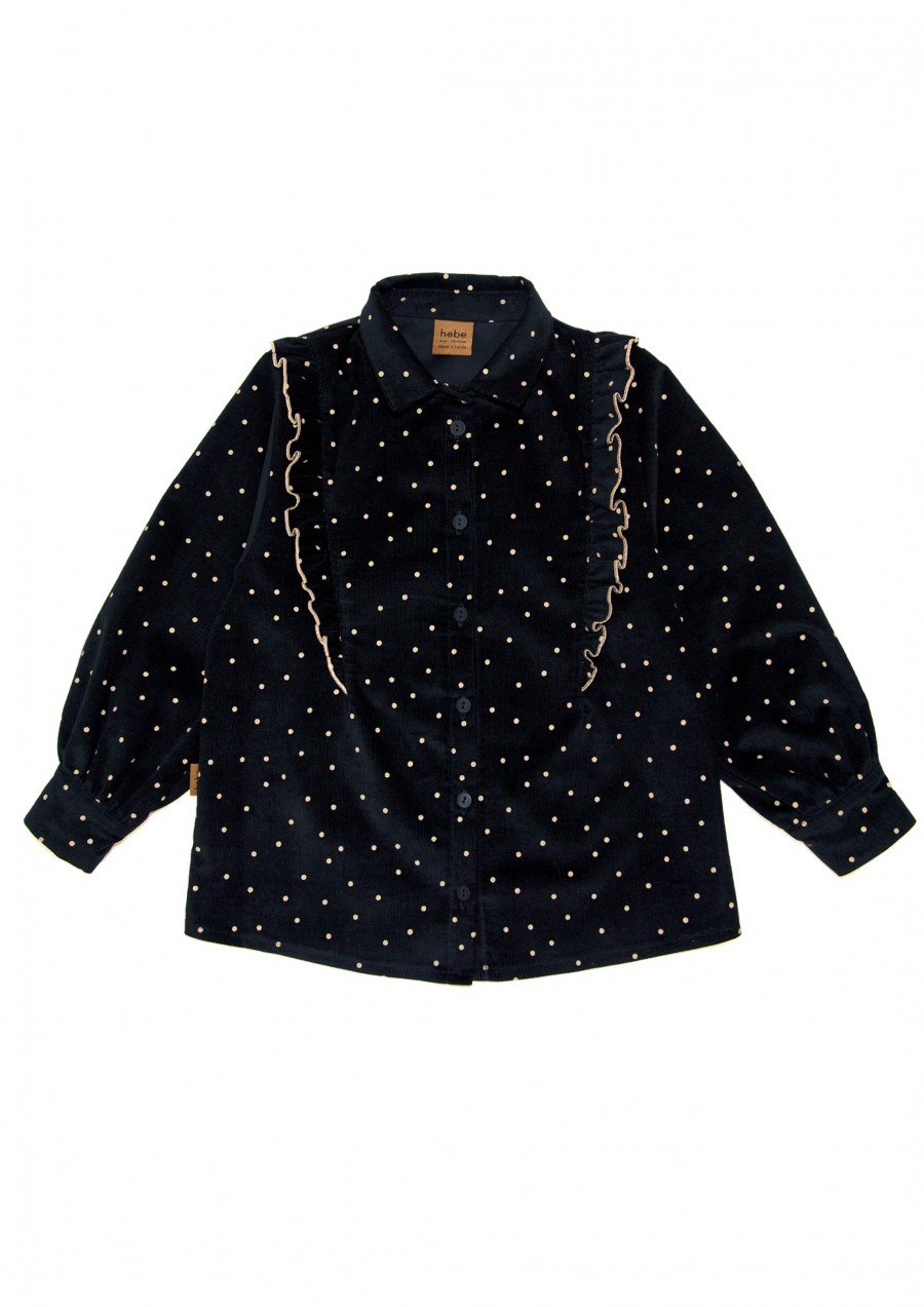 Blouse black corduroy with dots FW23285L