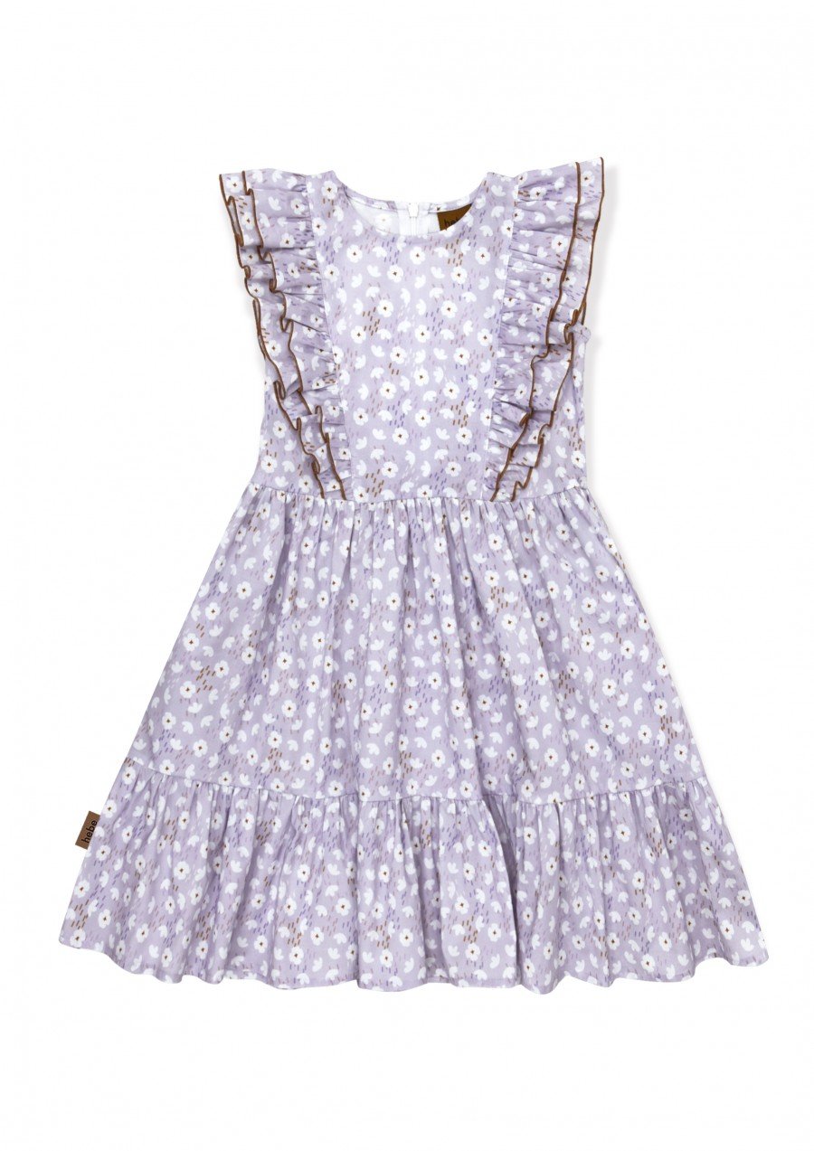 Dress cotton violet with flowers print SS24201L