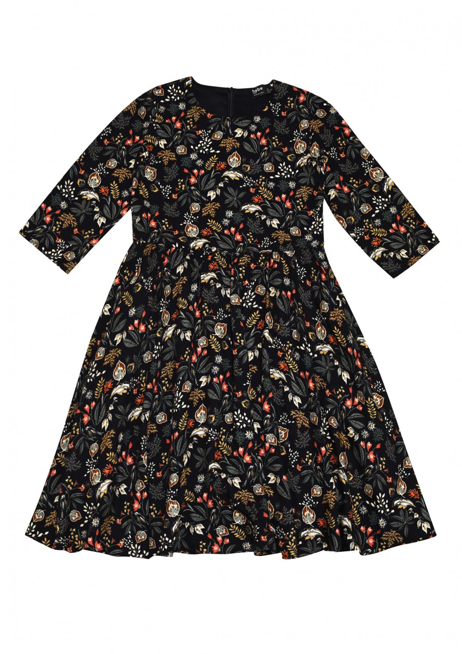 Dress with flower print, black petticoat FW19008