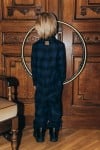 Jumpsuit with blue checks and embroidery FW23084