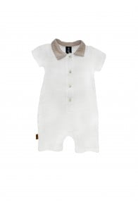 Romper white muslin with beige collar