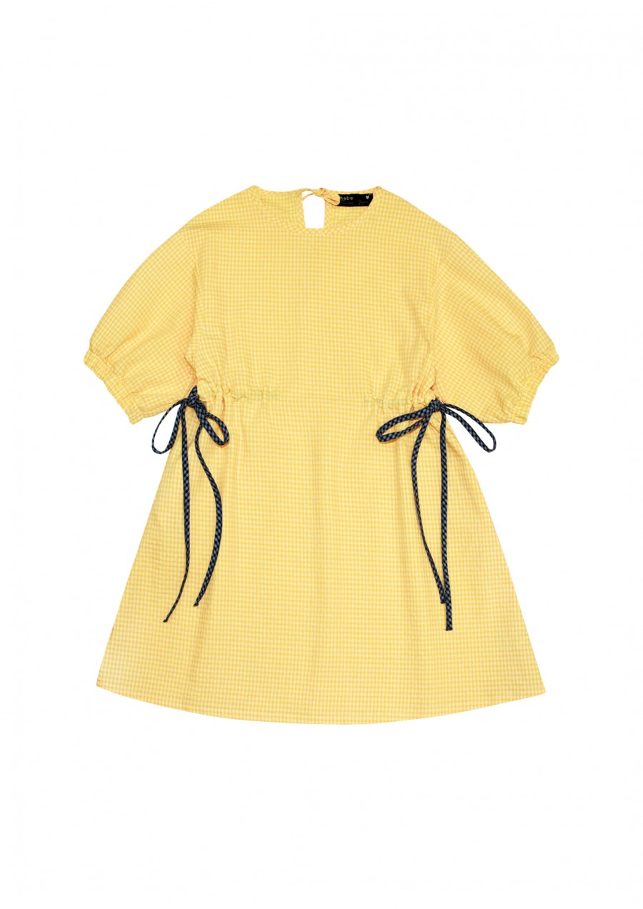 Dress yellow checkered with sleeves SS21270L