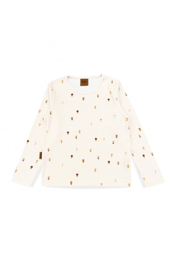 Rib top with all-over small flowers print and snap buttons on the neck 0107_F25145